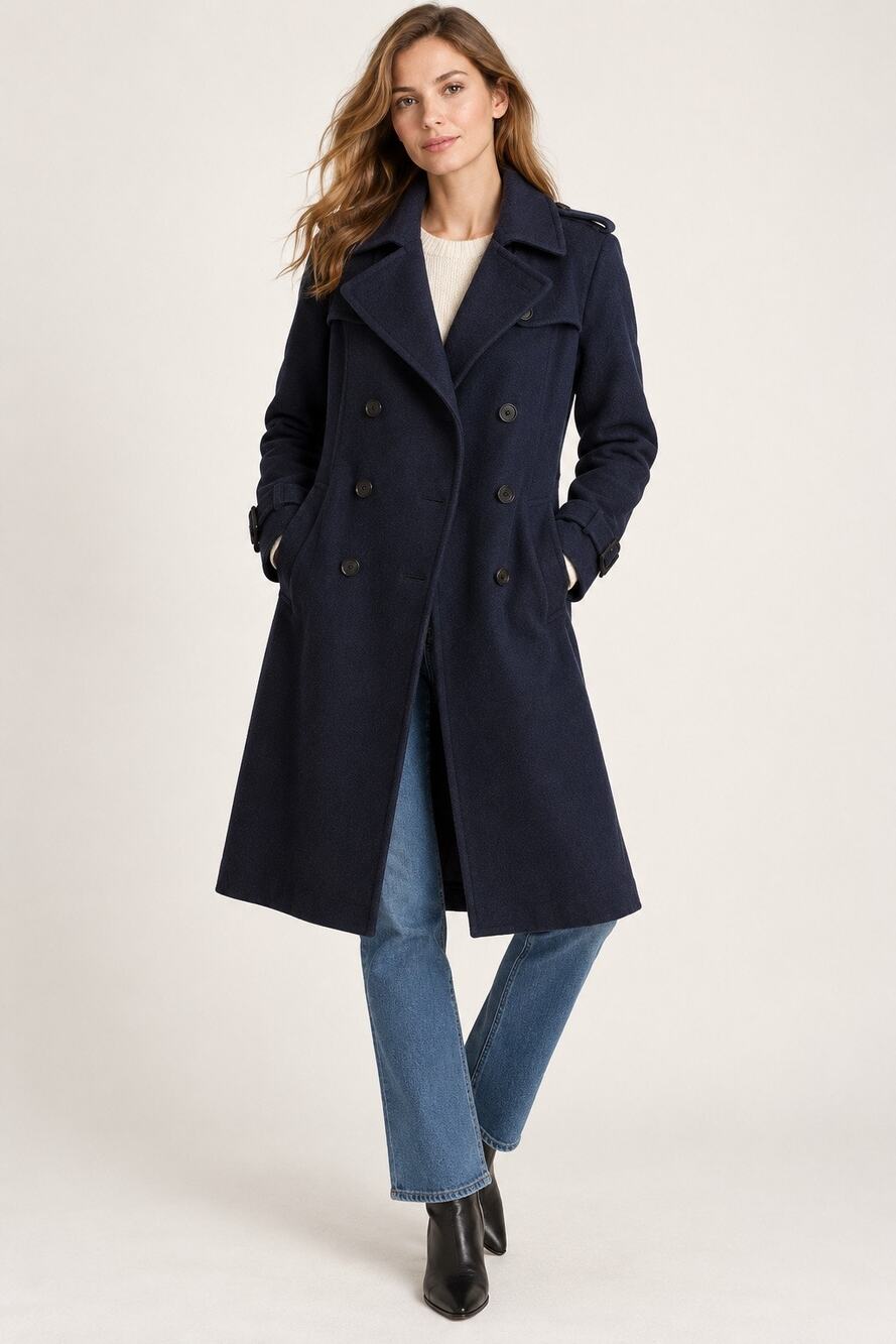 J. Crew Icon Trench Wool Cashmere by Nello Gori Navy Blue Coat – Size 10
